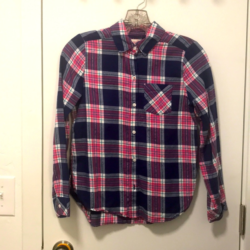 A Cute blue and pink plaid shirt